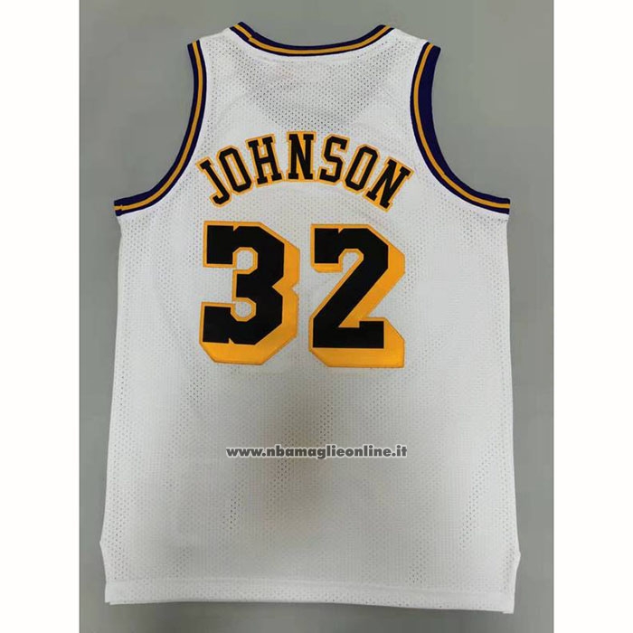 Maglia Los Angeles Lakers Magic Johnson #32 Mitchell & Ness1984-85 Bianco